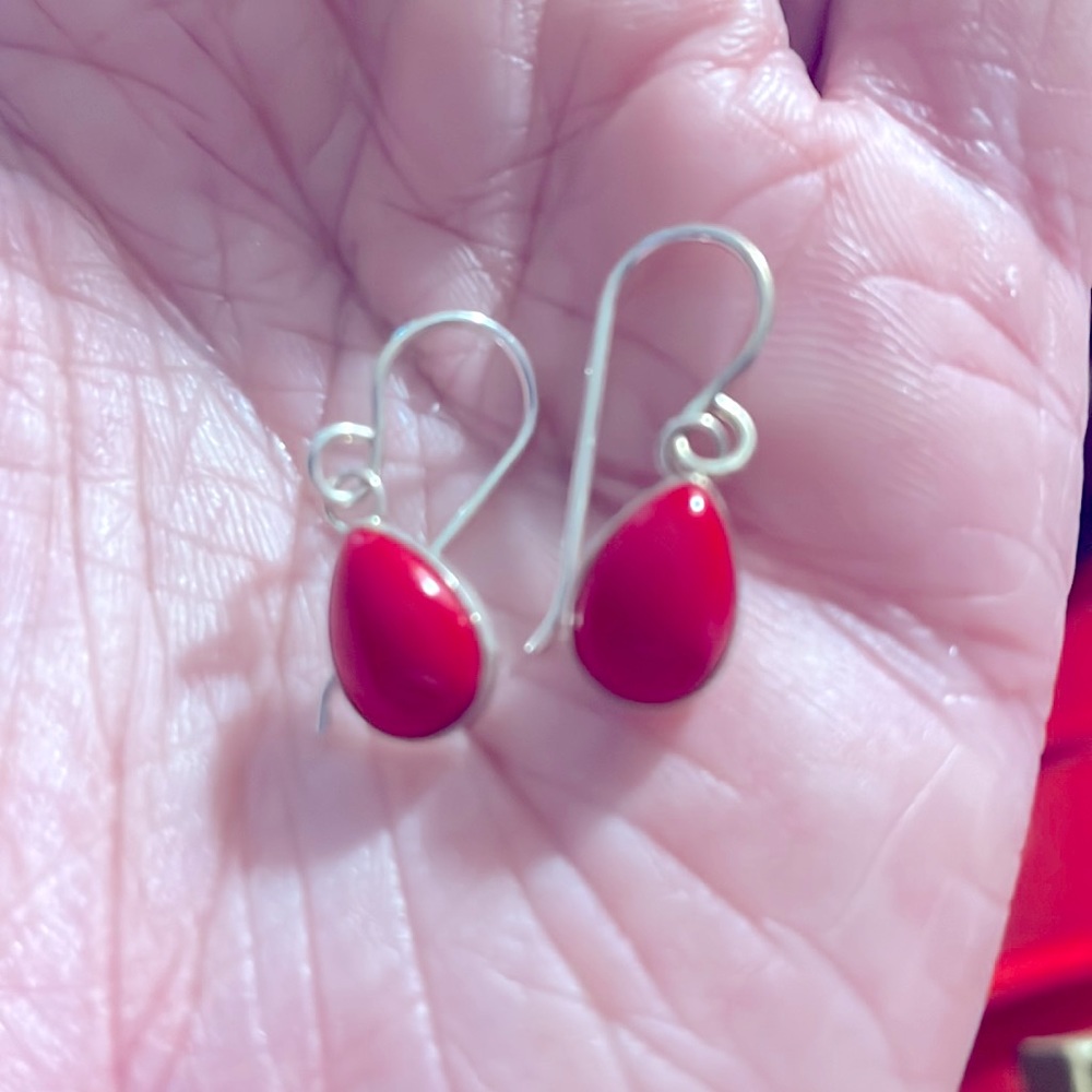 Sterling silver coral earrings